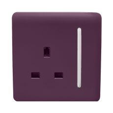 Trendi, Artistic Modern 1 Gang 13Amp Switched Socket Plum Finish, BRITISH MADE, (25mm Back Box Required), 5yrs Warranty
