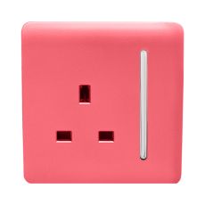 Trendi, Artistic Modern 1 Gang 13Amp Switched Socket Strawberry Finish, BRITISH MADE, (25mm Back Box Required), 5yrs Warranty