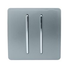 Trendi, Artistic Modern 2 Gang Doorbell Cool Grey Finish, BRITISH MADE, (25mm Back Box Required), 5yrs Warranty