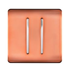 Trendi, Artistic Modern 2 Gang Retractive Home Auto.Switch Copper Finish, BRITISH MADE, (25mm Back Box Required), 5yrs Warranty