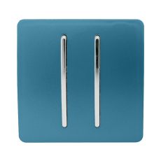 Trendi, Artistic Modern 2 Gang Doorbell Ocean Blue Finish, BRITISH MADE, (25mm Back Box Required), 5yrs Warranty