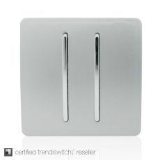 Trendi, Artistic Modern 2 Gang Retractive Home Auto.Switch Silver Finish, BRITISH MADE, (25mm Back Box Required), 5yrs Warranty