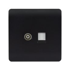 Trendi, Artistic Modern TV Co-Axial & PC Ethernet  Matt Black Finish, BRITISH MADE, (35mm Back Box Required), 5yrs Warranty