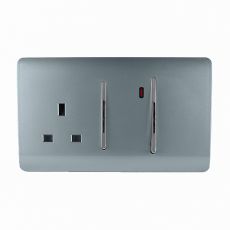 Trendi, Artistic Modern Cooker Control Panel 13amp with 45amp Switch Cool Grey Finish, BRITISH MADE, (47mm Back Box Required), 5yrs Warranty