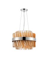 Asner 40cm 10 Light G9, Pendant Round, Polished Nickel / Amber