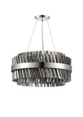 Asner 60cm 18 Light G9, Pendant Round, Polished Nickel / Smoke Item Weight: 16.81kg