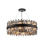 Asner 80cm 24 Light G9, Pendant Round, Satin Black / Smoke Item Weight: 23.13kg