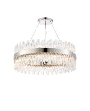 Asner 80cm 24 Light G9, Pendant Round, Polished Nickel / Clear Item Weight: 23.13kg