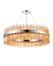 Asner 1m 24 Light G9, Pendant Oblong, Polished Nickel / Amber Item Weight: 22.65kg