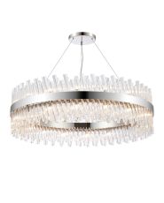 Asner 1m 32 Light G9, Pendant Round, Polished Nickel / Clear Item Weight: 29.51kg