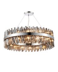 Asner 1m 32 Light G9, Pendant Round, Polished Nickel / Smoke Item Weight: 29.51kg