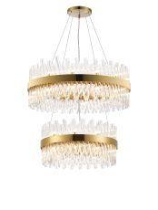 Asner 2 Tier 60cm + 80cm Pendant, 18 + 24 Light G9, Brass/Clear Item Weight: 41kg