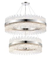 Asner 2 Tier 80cm + 1m Pendant, 24 + 32 Light G9, Polished Nickel/Clear Item Weight: 53kg