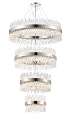 Asner 4 Tier 40cm + 60cm + 80cm + 1m Pendant, 10 + 18 + 24 + 32 Light G9, Polished Nickel/Clear Item Weight: 80kg