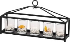 (DH) Athena 5 Candle Holder Small Black/Clear Glass