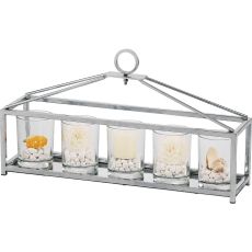 (DH) Athena 5 Candle Holder Small Polished Chrome/Clear Glass