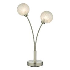 Avari 2 Light G9 Satin Nickel Table Lamp With Inline Switch C/W Frost Effect Glass Shades