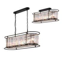 Avano Oval Pendant, 7 x E14, Satin Black / Clear