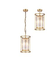 Avano Pendant, 1 x E27, Antique Brass / Clear