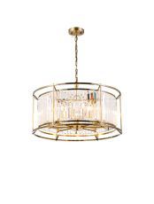 Avano Pendant / Semi Ceiling Convertible, 8 x E14, Antique Brass / Clear