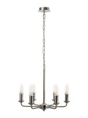 Banyan 6 Light Multi Arm Pendant/Semi Flush Without Shade, c/w 1.5m Chain, E14 Polished Nickel