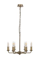 Banyan 6 Light Multi Arm Pendant/Semi Flush Without Shade, c/w 1.5m Chain, E14 Antique Brass