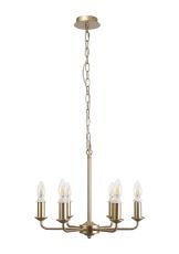 Banyan 6 Light Multi Arm Pendant/Semi Flush Without Shade, c/w 1.5m Chain, E14 Champagne Gold