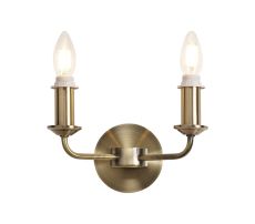 Banyan 2 Light Switched Wall Lamp Without Shade, E14 Antique Brass