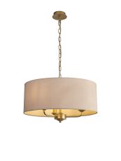 Banyan 3 Light Multi Arm Pendant With 50cm x 20cm Dual Faux Silk Fabric Shade Champagne Gold/Nude Beige