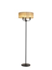 Banyan 3 Light Switched Floor Lamp With 45cm x 15cm Organza Shade Matt Black/Soft Bronze
