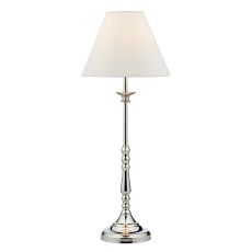Blenheim 1 Light E14 Polished Nickel Candlestick Style Table Lamp With Inline Switch C/W Ivory Pleated Shade