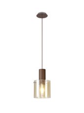 Blok Single Pendant, 1 Light Adjustable E27, Mocha/Amber Glass