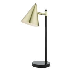 Branco 1 Light E27 Black And Satin Gold Desk Table Lamp With Inline Switch