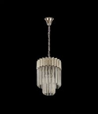 Brewer 30cm Pendant Round 4 Light E14, Polished Nickel/Clear Sculpted Glass