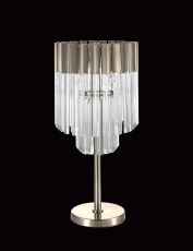 Brewer 30 x H65cm Table Lamp 3 Light E14, Polished Nickel/Clear Sculpted Glass