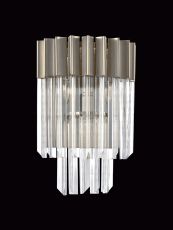 Brewer 27.5 x H41cm Wall 3 Light E14, Polished Nickel/Clear Sculpted Glass