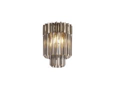 Brewer 30cm Ceiling Round 3 Light E14, Polished Nickel / Smoke Sculpted Glass