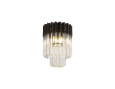 Brewer 30cm Ceiling Round 3 Light E14, Matt Black / Clear Sculpted Glass