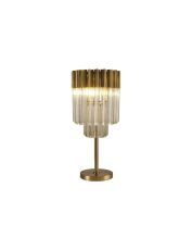 Brewer 30 x H65cm Table Lamp 3 Light E14, Brass / Cognac Sculpted Glass