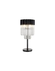 Brewer 30 x H65cm Table Lamp 3 Light E14, Matt Black / Clear Sculpted Glass
