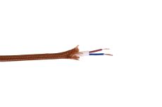 Cavo 1m Dark Brown Braided 2 Core 0.75mm Cable VDE Approved (qty ordered will be supplied as one continuous length)