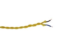 Cavo 1m Yellow Braided Twisted 2 Core 0.75mm Cable VDE Approved (qty ordered will be supplied as one continuous length)