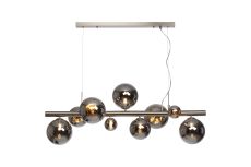 Cisko Linear Pendant, 9 x G9, Satin Nickel, Chrome Plated Glass