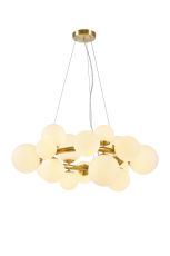 Cisko Circular Pendant, 16 x G9, Satin Gold, Opal Glass