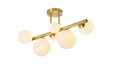 Cisko Semi Flush Ceiling Light, 6 x G9, Satin Gold, Opal Glass