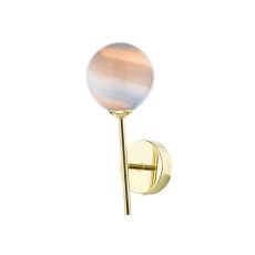 Cohen 1 Light G9 Polished Gold Wall Light With Pull Switch C/W Large Planet Style Glass Shade