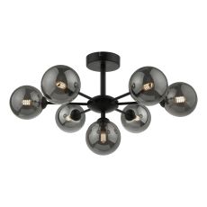 Cohen 7 Light G9 Matt Black Semi Flush Fitting C/W Smoked Glass Shade