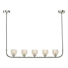 Cradle 5 Light G9 Polished Chrome Adjustable Bar Pendant C/W Clear Dimpled Open Style Glass Shade