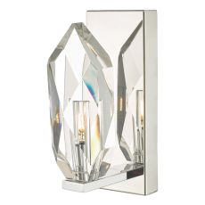 Crystal 1 Light G4 Polished Chrome Wall Light With Faceted Rock Crystal