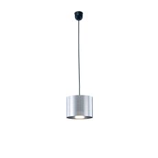 Dako Black Pendant 1 Light E27 With 200 x 150mm Metallic Chrome Finish Cylinder Shade, c/w Ceiling Bracket